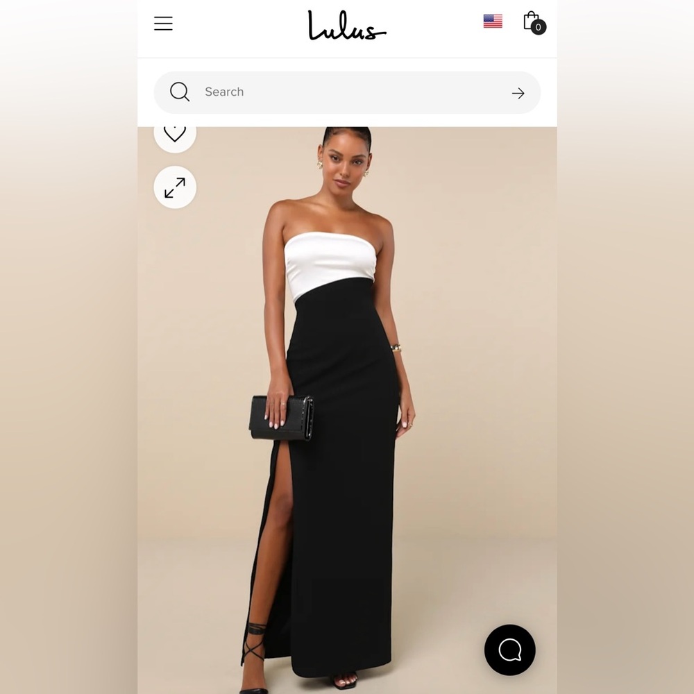 NWT Lulus Majorly Sophisticated Black and White Strapless Maxi Dress